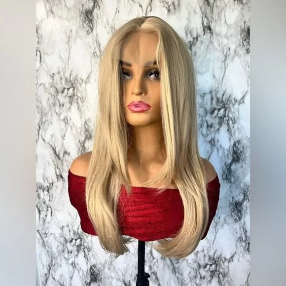 26 Inch Wavy Blonde wig Front Closure Lace for daily use
